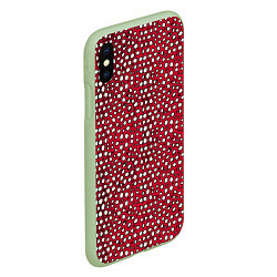 Чехол iPhone XS Max матовый Белые пузырьки на красном фоне, цвет: 3D-салатовый — фото 2