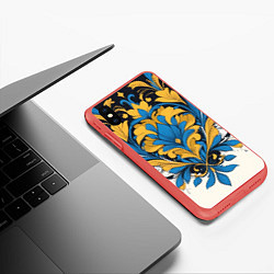 Чехол iPhone XS Max матовый Желто-синий букет, цвет: 3D-красный — фото 2