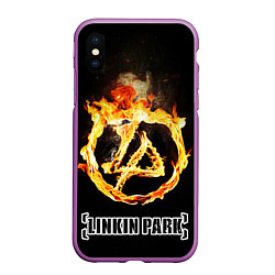Чехол iPhone XS Max матовый Linkin Park - fire logo, цвет: 3D-фиолетовый
