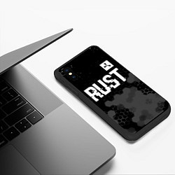 Чехол iPhone XS Max матовый Rust glitch на темном фоне посередине, цвет: 3D-черный — фото 2
