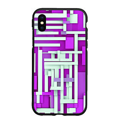 Чехол iPhone XS Max матовый Полосы на фиолетовом фоне, цвет: 3D-черный