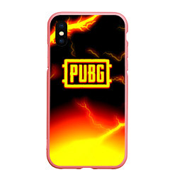 Чехол iPhone XS Max матовый PUBG огненный шторм из молний, цвет: 3D-баблгам