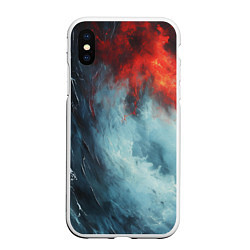 Чехол iPhone XS Max матовый Контраст воды и огня, цвет: 3D-белый