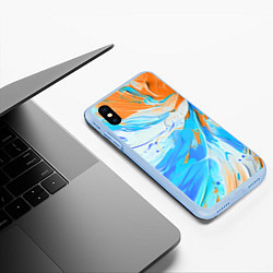 Чехол iPhone XS Max матовый Голубая и оранжевая краска, цвет: 3D-голубой — фото 2