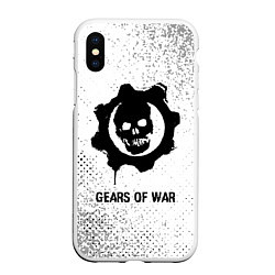 Чехол iPhone XS Max матовый Gears of War glitch на светлом фоне, цвет: 3D-белый