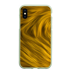 Чехол iPhone XS Max матовый Текстура желтой шерсти, цвет: 3D-салатовый