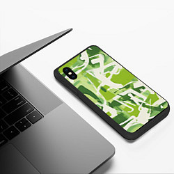 Чехол iPhone XS Max матовый Белая и зеленая краска, цвет: 3D-черный — фото 2