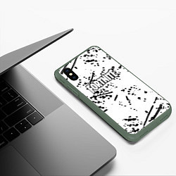 Чехол iPhone XS Max матовый Фортнайт черный краски всплеск, цвет: 3D-темно-зеленый — фото 2