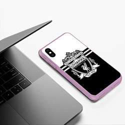 Чехол iPhone XS Max матовый Ливерпуль - черно-белый, цвет: 3D-сиреневый — фото 2