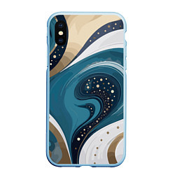 Чехол iPhone XS Max матовый Бирюховые завитки, цвет: 3D-голубой