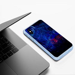 Чехол iPhone XS Max матовый Капли воды на стекле, цвет: 3D-голубой — фото 2