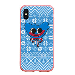 Чехол iPhone XS Max матовый Huggy Wuggy christmas sweater, цвет: 3D-баблгам