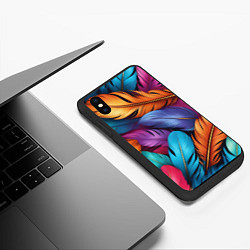 Чехол iPhone XS Max матовый Перья паттерн - нейросеть, цвет: 3D-черный — фото 2