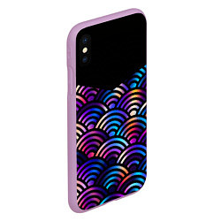 Чехол iPhone XS Max матовый Чёрный берег и рябь на волнах, цвет: 3D-сиреневый — фото 2