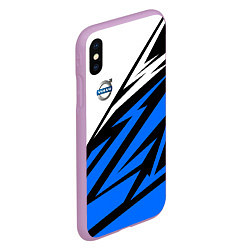 Чехол iPhone XS Max матовый Volvo - white and blue, цвет: 3D-сиреневый — фото 2