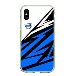 Чехол iPhone XS Max матовый Volvo - white and blue, цвет: 3D-салатовый