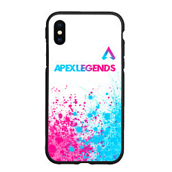 Чехол iPhone XS Max матовый Apex Legends neon gradient style посередине, цвет: 3D-черный