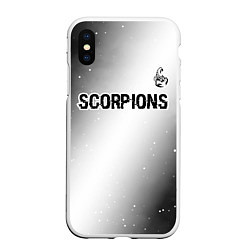 Чехол iPhone XS Max матовый Scorpions glitch на светлом фоне посередине, цвет: 3D-белый