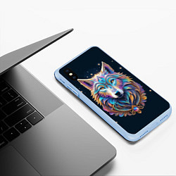 Чехол iPhone XS Max матовый Звездный волк из далекой галактики, цвет: 3D-голубой — фото 2