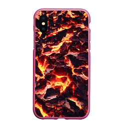 Чехол iPhone XS Max матовый Бурлящая лава, цвет: 3D-малиновый