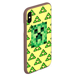 Чехол iPhone XS Max матовый Minecraft creeper game, цвет: 3D-коричневый — фото 2