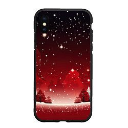 Чехол iPhone XS Max матовый Зимний берег реки с деревьями и льдом