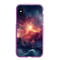 Чехол iPhone XS Max матовый Космические облака, цвет: 3D-фиолетовый