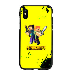 Чехол iPhone XS Max матовый Minecraft главные персонажи, цвет: 3D-черный