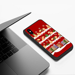 Чехол iPhone XS Max матовый Капибара с семьей на Новый год, цвет: 3D-черный — фото 2