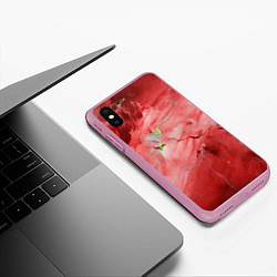 Чехол iPhone XS Max матовый Красный мрамор, цвет: 3D-розовый — фото 2