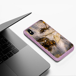 Чехол iPhone XS Max матовый Текстура пня сосны, цвет: 3D-сиреневый — фото 2