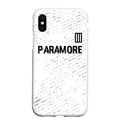 Чехол iPhone XS Max матовый Paramore glitch на светлом фоне посередине, цвет: 3D-белый