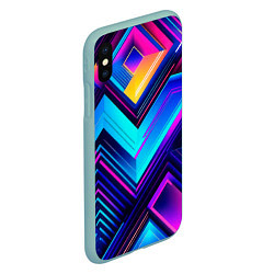 Чехол iPhone XS Max матовый Геометрическая неоновая абстракция, цвет: 3D-мятный — фото 2