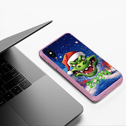 Чехол iPhone XS Max матовый Милый зеленый дракончик, цвет: 3D-розовый — фото 2