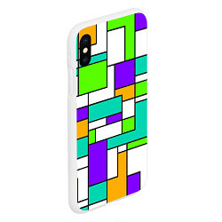 Чехол iPhone XS Max матовый Геометрический зелёно-фиолетовый, цвет: 3D-белый — фото 2