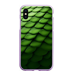 Чехол iPhone XS Max матовый Зеленая чешуя змеи, цвет: 3D-сиреневый