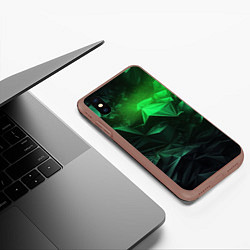 Чехол iPhone XS Max матовый Глубина зеленого абстракции, цвет: 3D-коричневый — фото 2