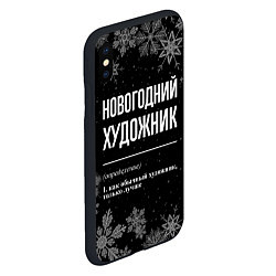Чехол iPhone XS Max матовый Новогодний художник на темном фоне, цвет: 3D-черный — фото 2