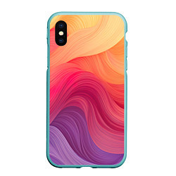 Чехол iPhone XS Max матовый Желтый красный фиолетовый градиент, цвет: 3D-мятный