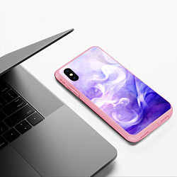 Чехол iPhone XS Max матовый Белые узоры на абстрактном фиолетовом фоне, цвет: 3D-баблгам — фото 2