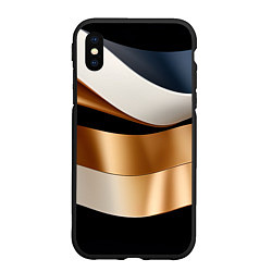 Чехол iPhone XS Max матовый Золотистые вставки абстракции, цвет: 3D-черный