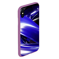 Чехол iPhone XS Max матовый Blue black abstract, цвет: 3D-фиолетовый — фото 2