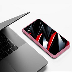 Чехол iPhone XS Max матовый Red black abstract, цвет: 3D-малиновый — фото 2