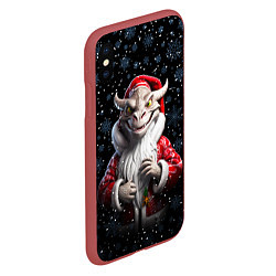 Чехол iPhone XS Max матовый Santa dragon, цвет: 3D-красный — фото 2
