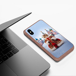 Чехол iPhone XS Max матовый Новогодняя кошечка в пальто, цвет: 3D-коричневый — фото 2