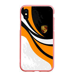 Чехол iPhone XS Max матовый Porsche - Оранжевая абстракция, цвет: 3D-баблгам