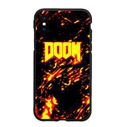 Чехол iPhone XS Max матовый Doom огненный стиль ад марса, цвет: 3D-черный