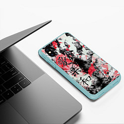 Чехол iPhone XS Max матовый Японский стиль иероглифы, цвет: 3D-мятный — фото 2