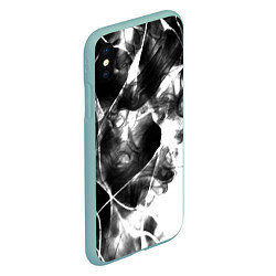 Чехол iPhone XS Max матовый Черный дым и паттерны, цвет: 3D-мятный — фото 2