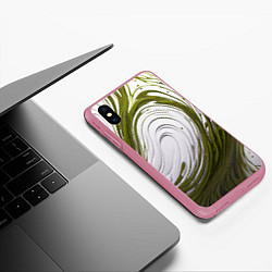 Чехол iPhone XS Max матовый Бело-зеленая краска, цвет: 3D-малиновый — фото 2